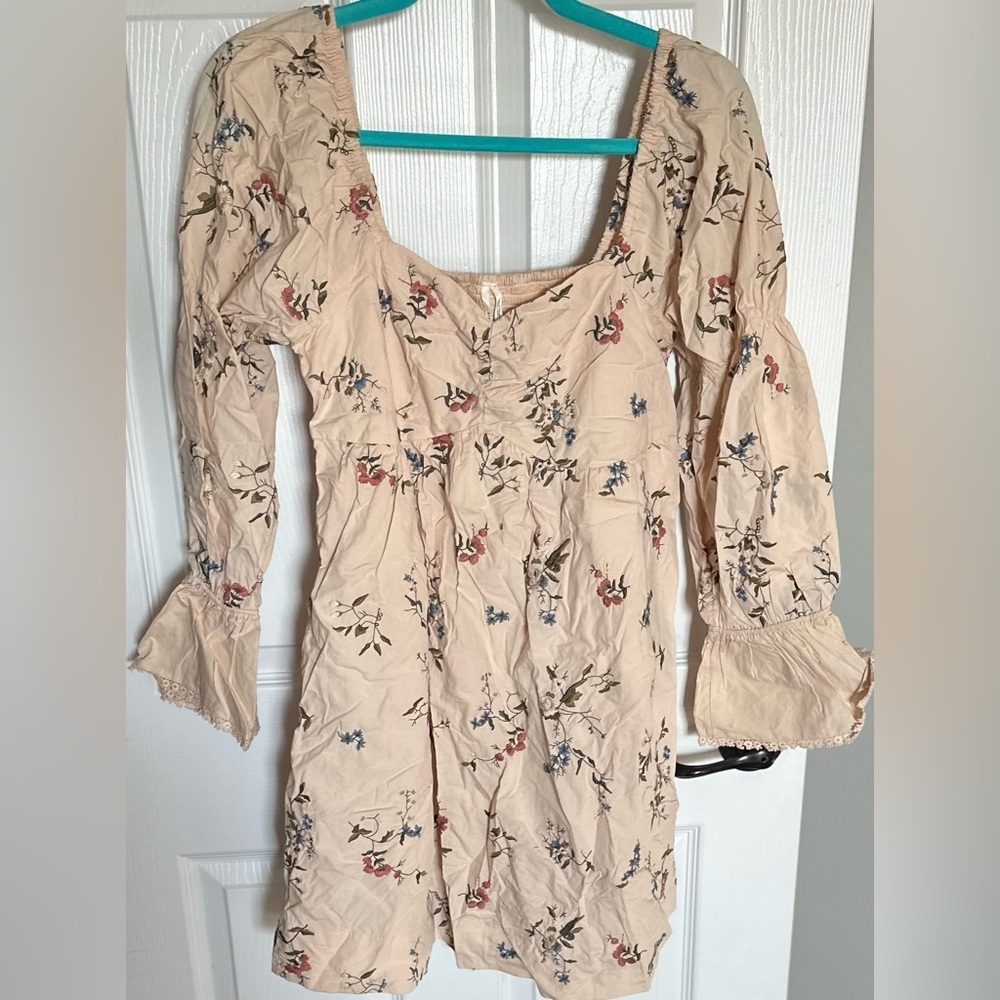 Anthropologie Embroidered Mini Dress NWT — Sand S | Cottagecore Boho - Picture 4 of 16